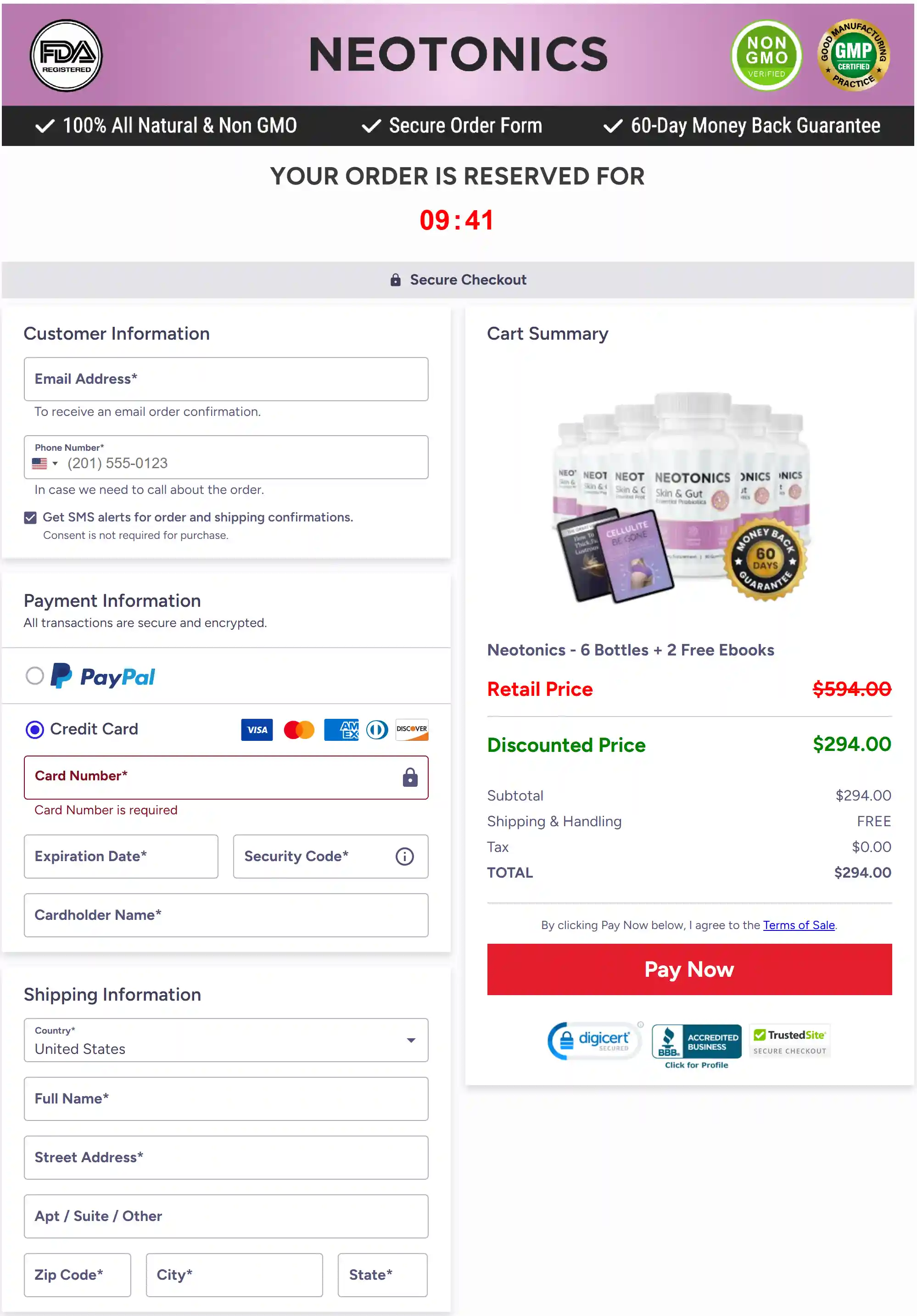secure checkout page